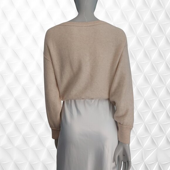 Free People 100% Cashmere Sweater XS Oatmeal Beige V-Neck Soft Luxe Knit EUC - Picture 5 of 10